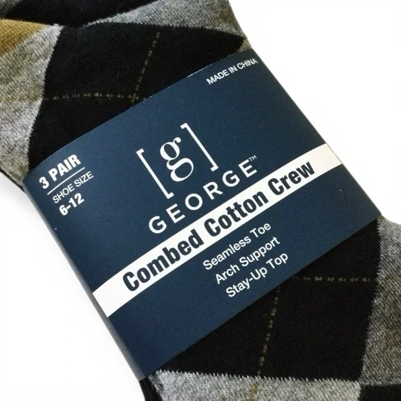 GEORGE Men’s Crew Socks 3‑Pack – Combed Cotton – Size 6–12 – NWT - Picture 5 of 11